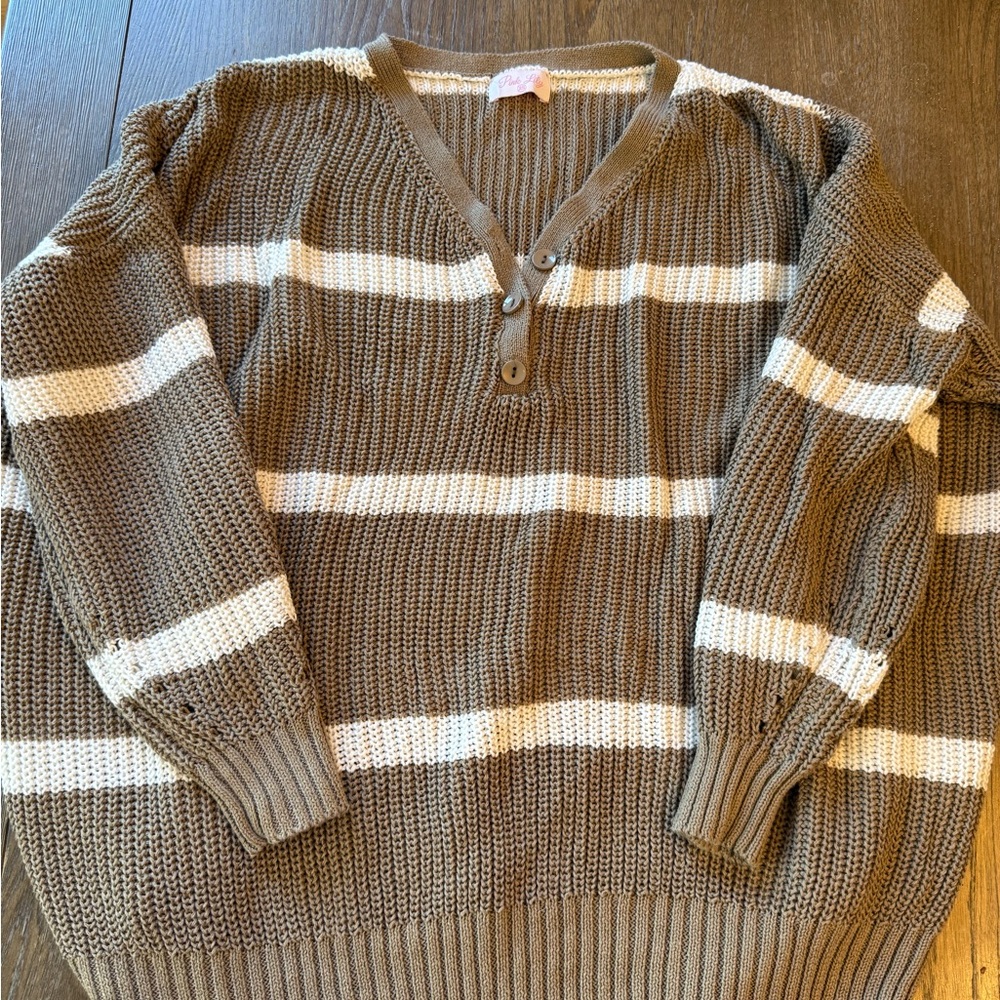 Pink Lily Tunic lightweight oversized knit sweater EUC $20